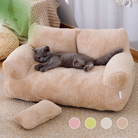 Luxury Plush Pet Sofa Bed – Soft Faux Fur Couch for Cats & Small Dogs | Washable, Non-Slip & Supportive Cushion